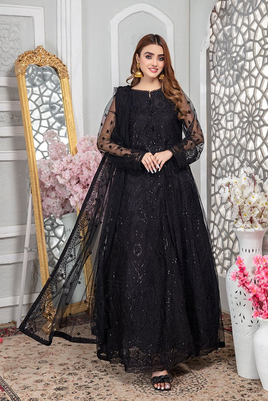Ellena - Embroidered Net Maxi Dress