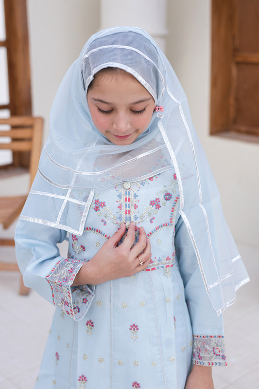 Girlz Eid Edit - Frock - Light Grey - 3 Piece