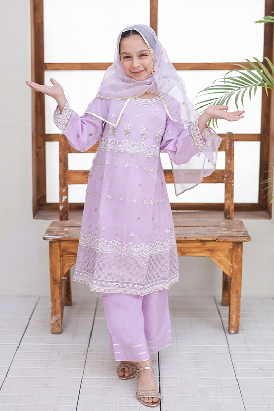 Girlz Eid Edit - Pishwas Lilac- 3 Piece