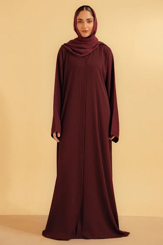 Divinely Crafted - Textured Abaya - Maroon