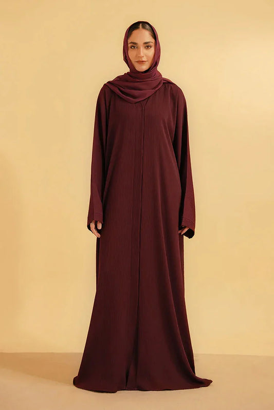 Divinely Crafted - Textured Abaya Set - Maroon
