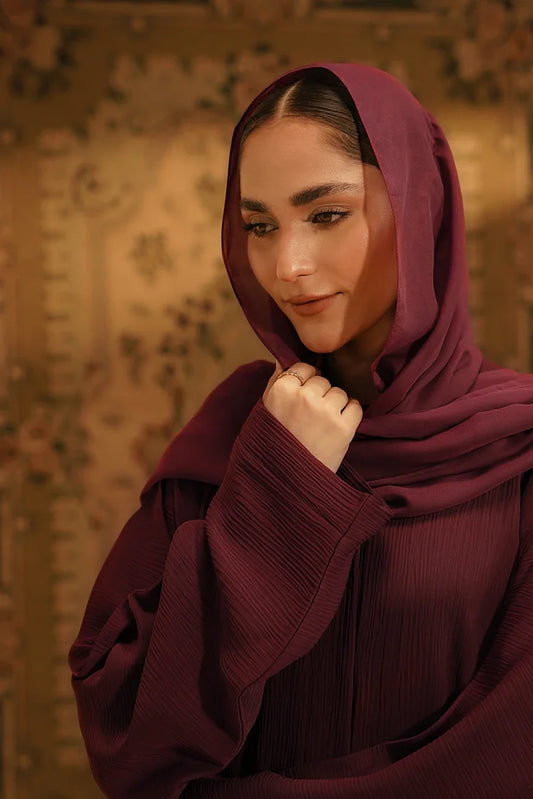 Divinely Crafted - Textured Abaya - Maroon