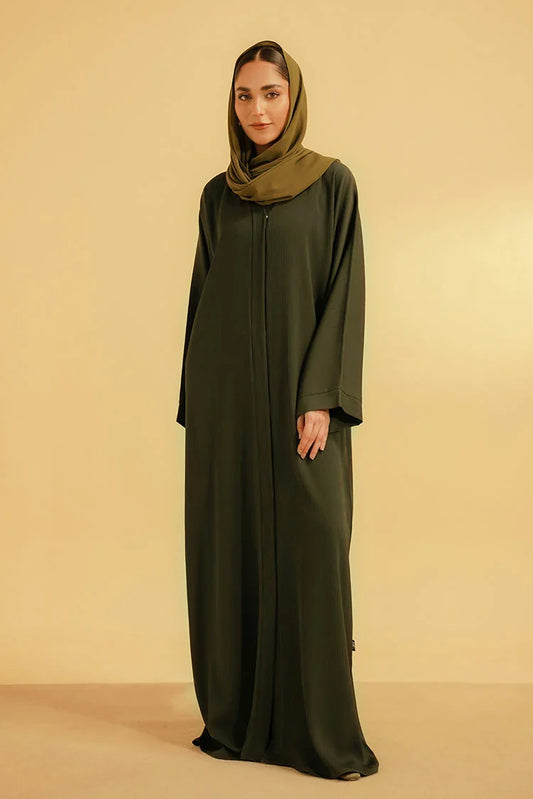 Divinely Crafted - Textured Abaya Set - Olive