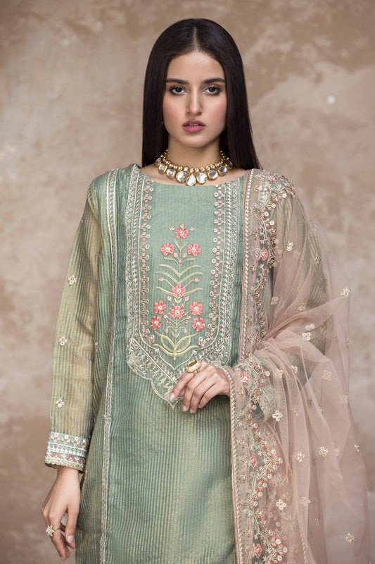 Ellena - 3-PC Stitched Embroidered Organza Suit