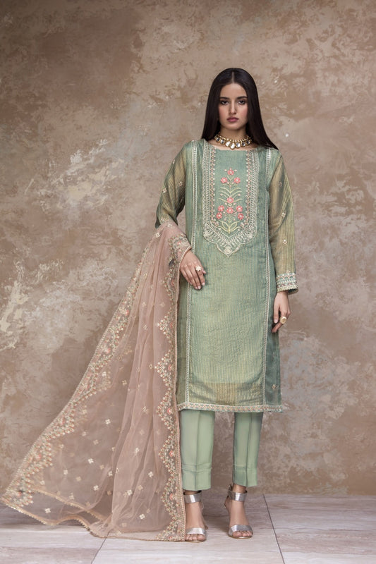 Ellena - 3-PC Stitched Embroidered Organza Suit