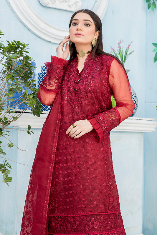 Ellena - 3-PC Stitched Organza Suit