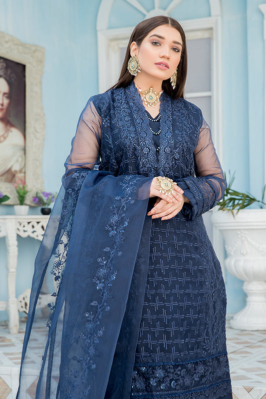 Ellena - 3-PC Stitched Organza Suit