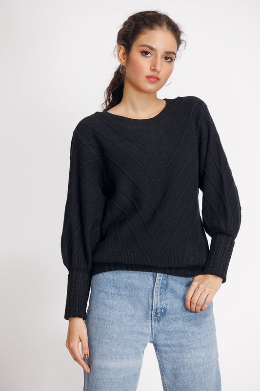 Ellena - Round Neck Pullover Sweater
