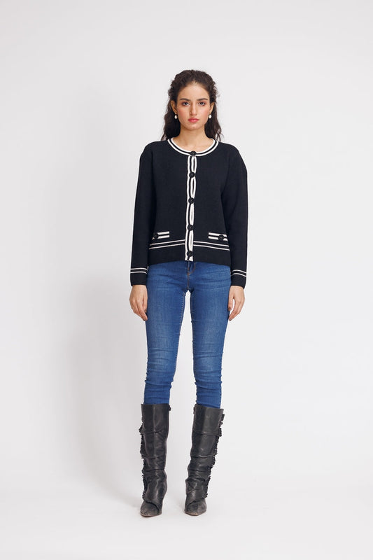 Ellena - Round Neck Cardigan Sweater