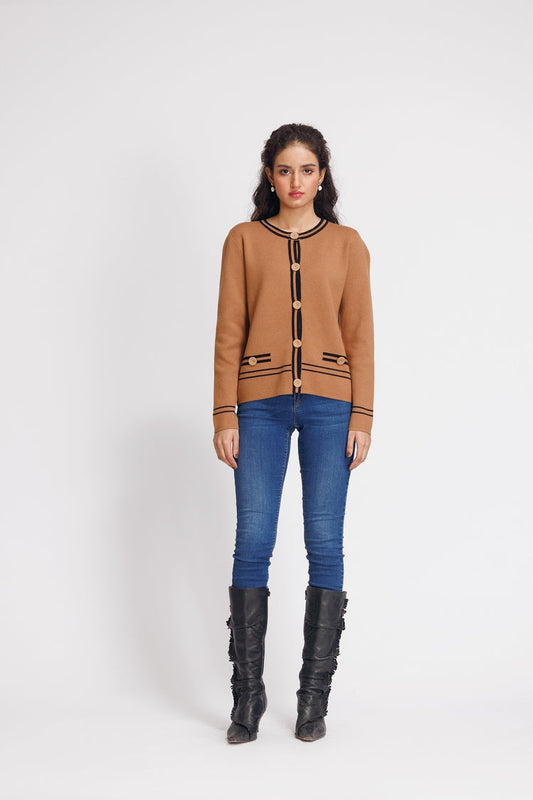 Ellena - Round Neck Cardigan Sweater