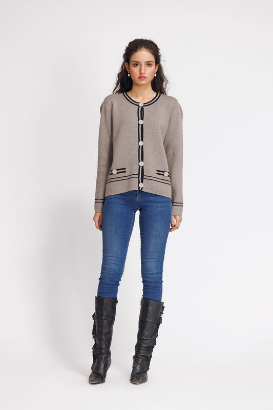 Ellena - Round Neck Cardigan Sweater