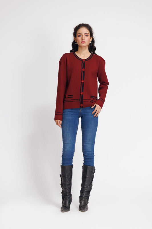 Ellena - Round Neck Cardigan Sweater