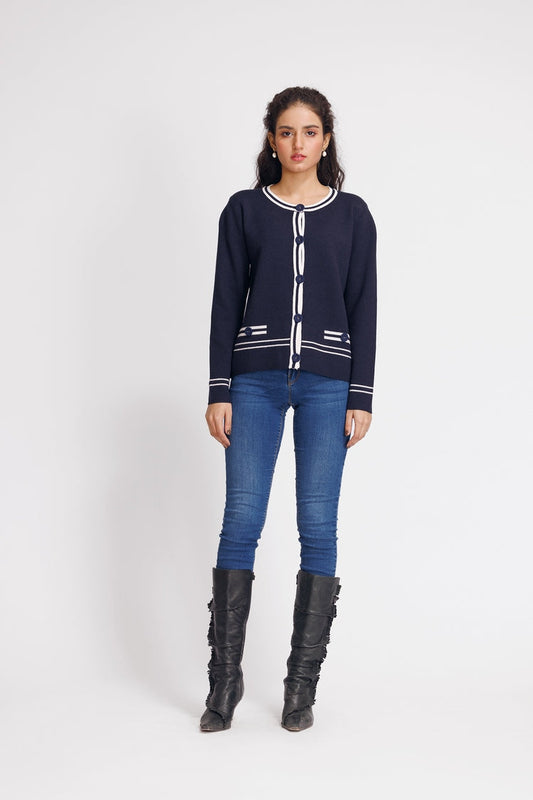 Ellena - Round Neck Cardigan Sweater