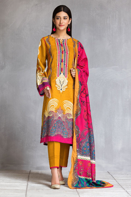 Ellena - 3-PC Stitched Khaddar Suit