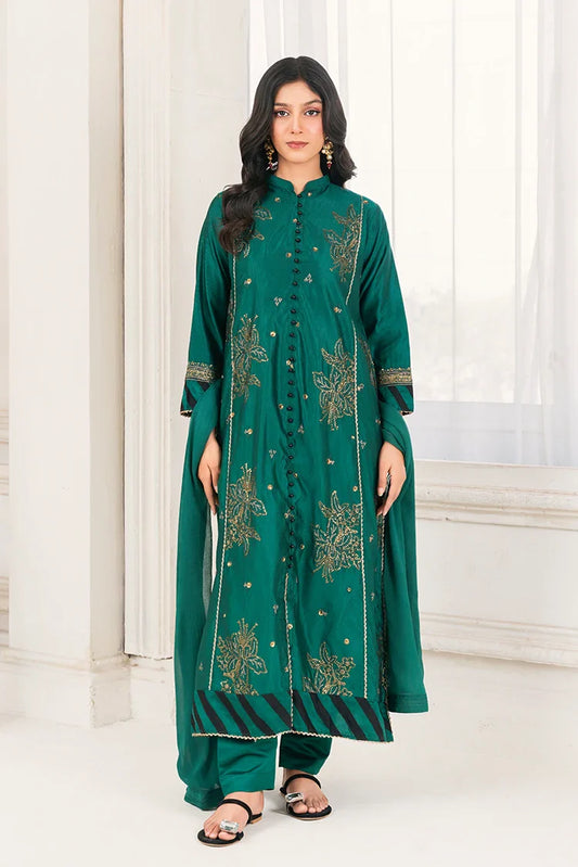 Khubsurat - 3 Piece Stitched Embroidered - Bottle Green - 3389-KH-SKTN