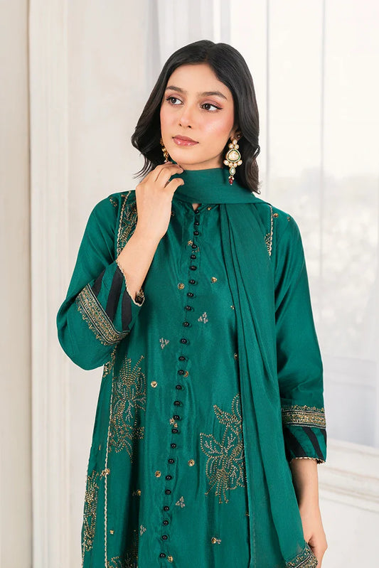 Khubsurat - 3 Piece Stitched Embroidered - Bottle Green - 3389-KH-SKTN