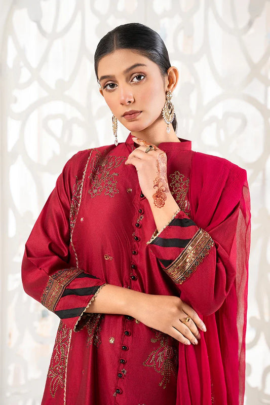 Khubsurat - 3 Piece Stitched Embroidered - Red - 3389-KH-SKTN