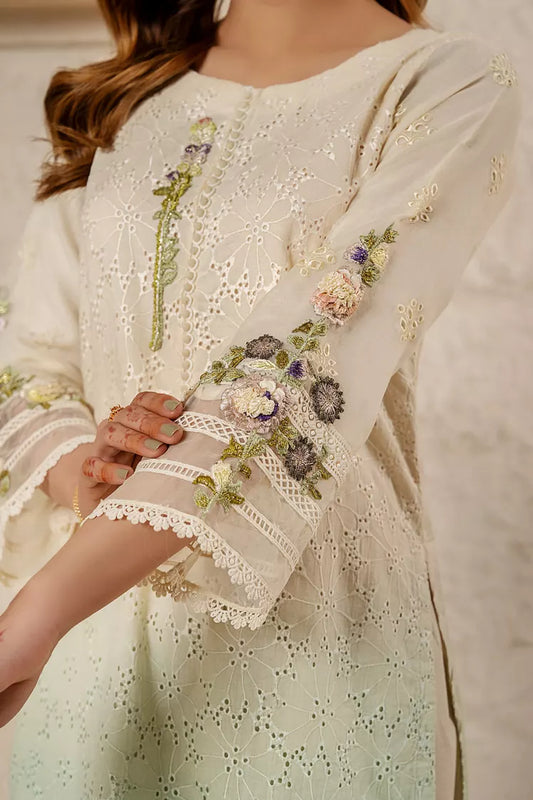 Khubsurat - 3 Piece Ready To Wear - Pista - 3671-KH-CT