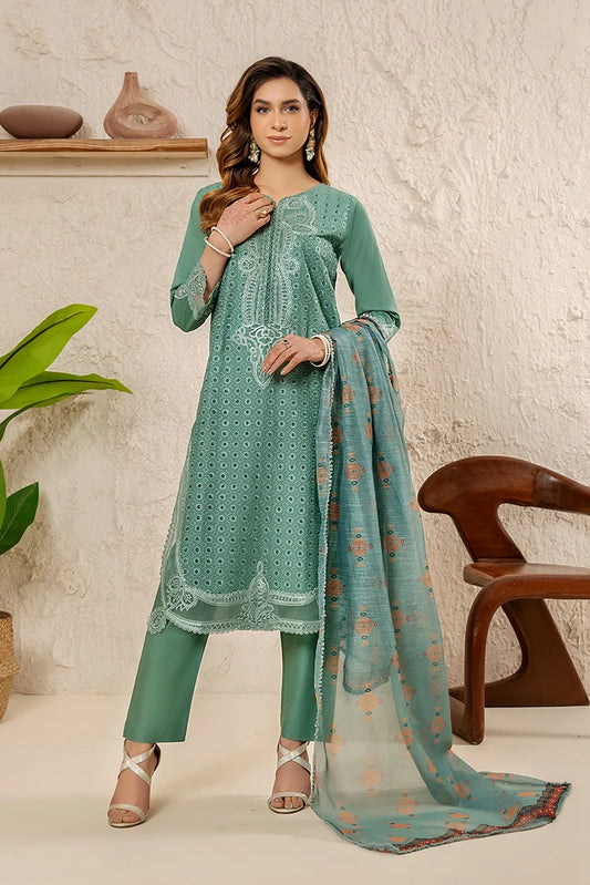 Khubsurat - 3 Pieces Ready To Wear - Aqua - 3829-KH-CT