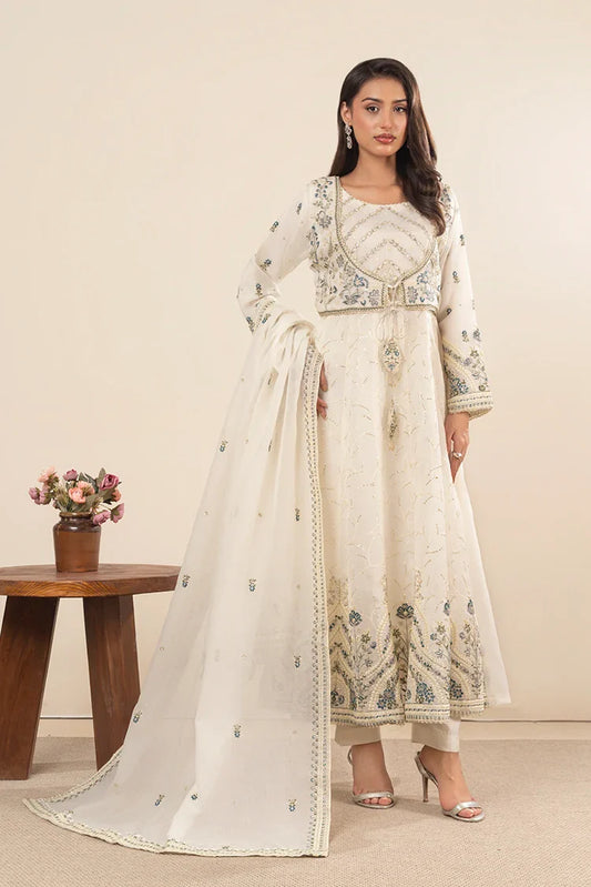 Khubsurat - 4 Piece Stitched Embroidered - Off White - 3881-KH-ORNT