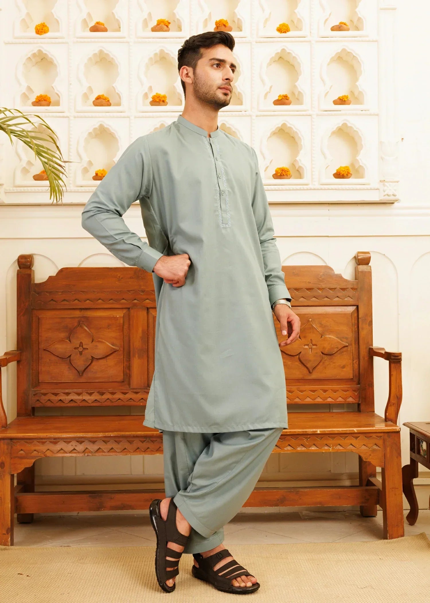 Picture of Wash & Wear | Green Ban Shalwar Kameez - Available at Raja Sahib