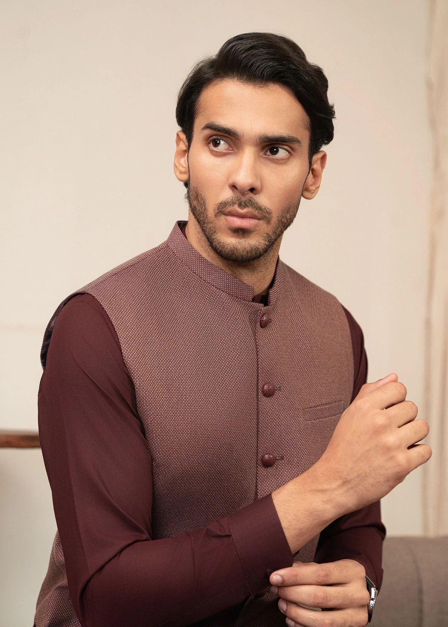 Picture of Platinum Brown | Waist Coat - Available at Raja Sahib