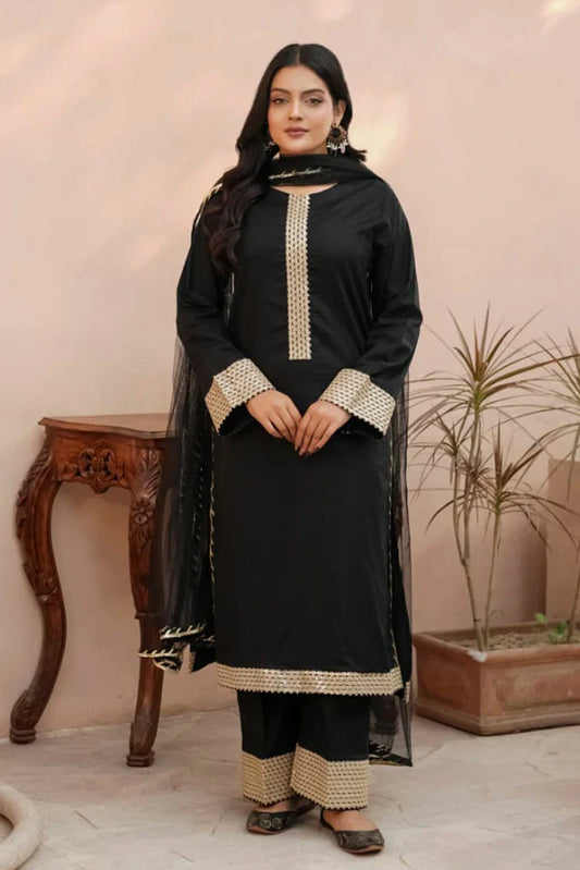 Abar - Farah Jawahir Collection - 3 Piece - Obsidian Black