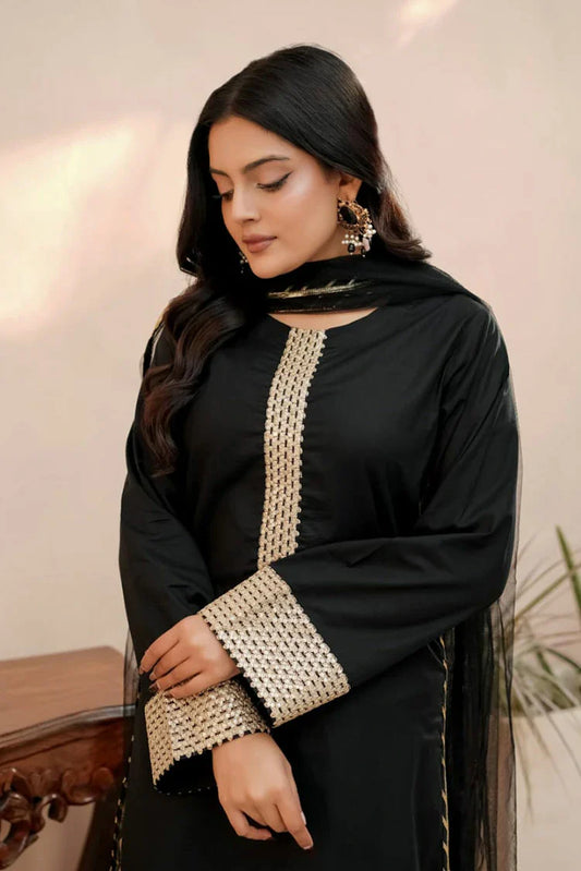 Abar - Farah Jawahir Collection - 3 Piece - Obsidian Black