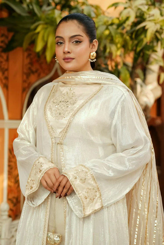 Abar - Farah Jawahir Collection - 3 Piece - Pearl Gold