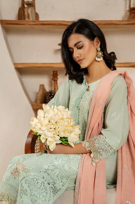 Khubsurat - 3 Pieces Ready To Wear - Pista - 4114-KH-CT