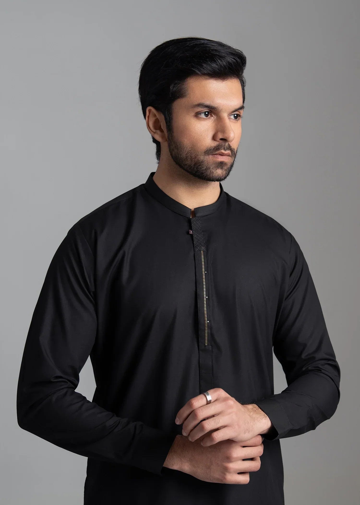 Picture of <!--ana-->Wash & Wear | Black Ban Shalwar Kameez - Available at Raja Sahib