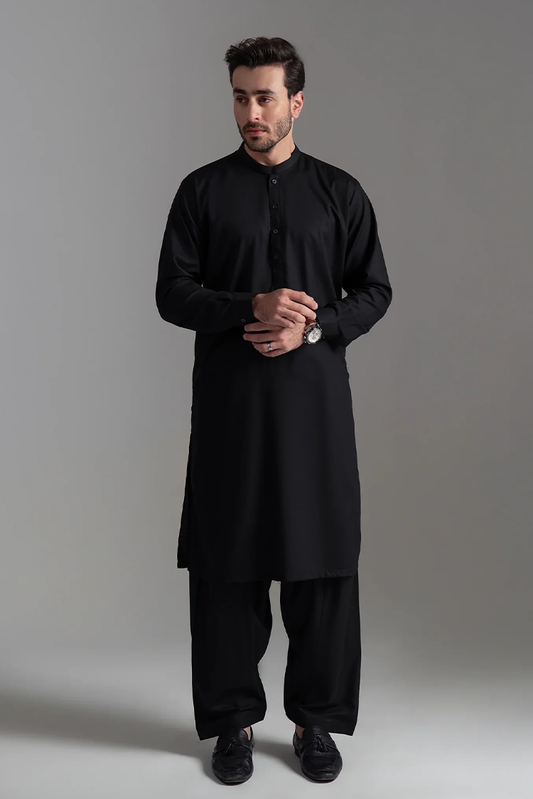 Picture of <!--ccz-->Wash & Wear | Black Ban Shalwar Kameez - Available at Raja Sahib