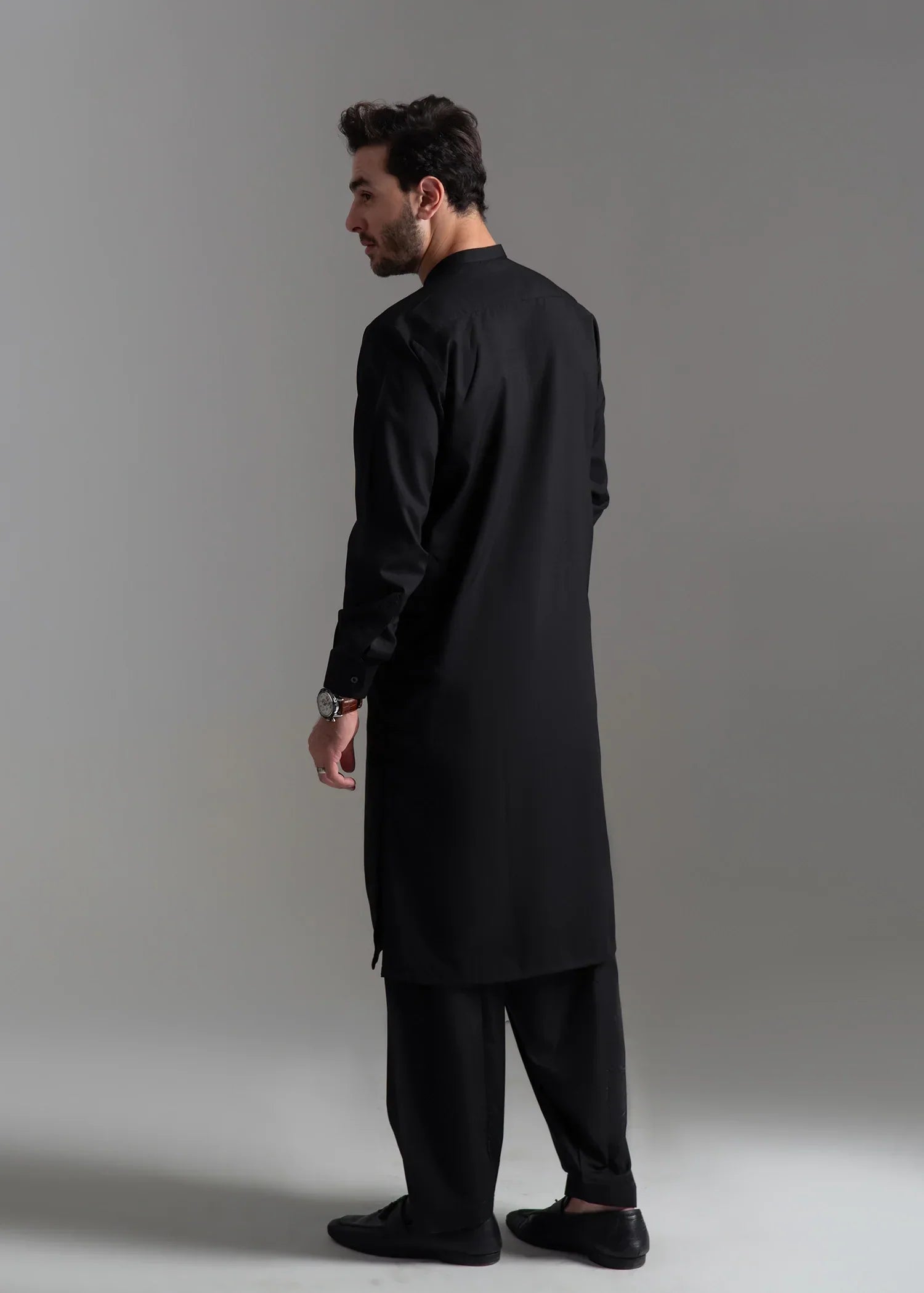 Picture of <!--ccz-->Wash & Wear | Black Ban Shalwar Kameez - Available at Raja Sahib