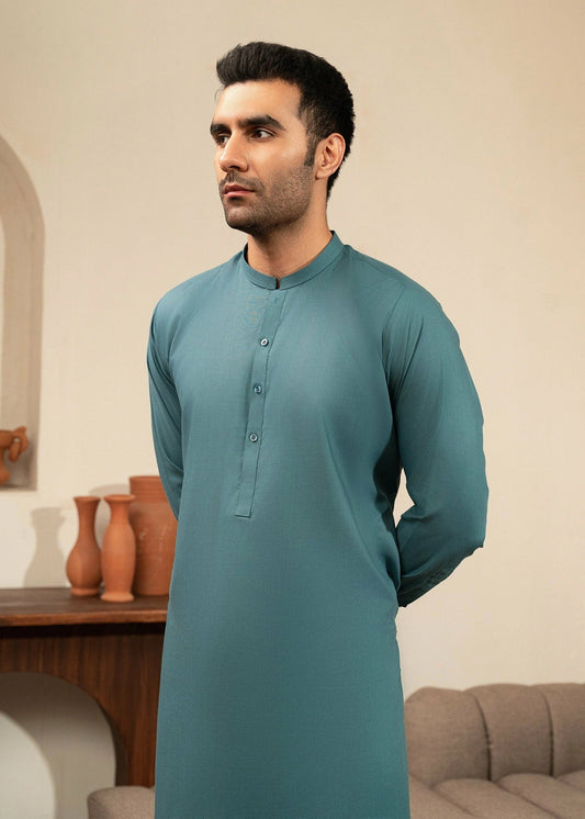 Picture of Wash & Wear | Aqua Green Ban Shalwar Kameez - Available at Raja Sahib