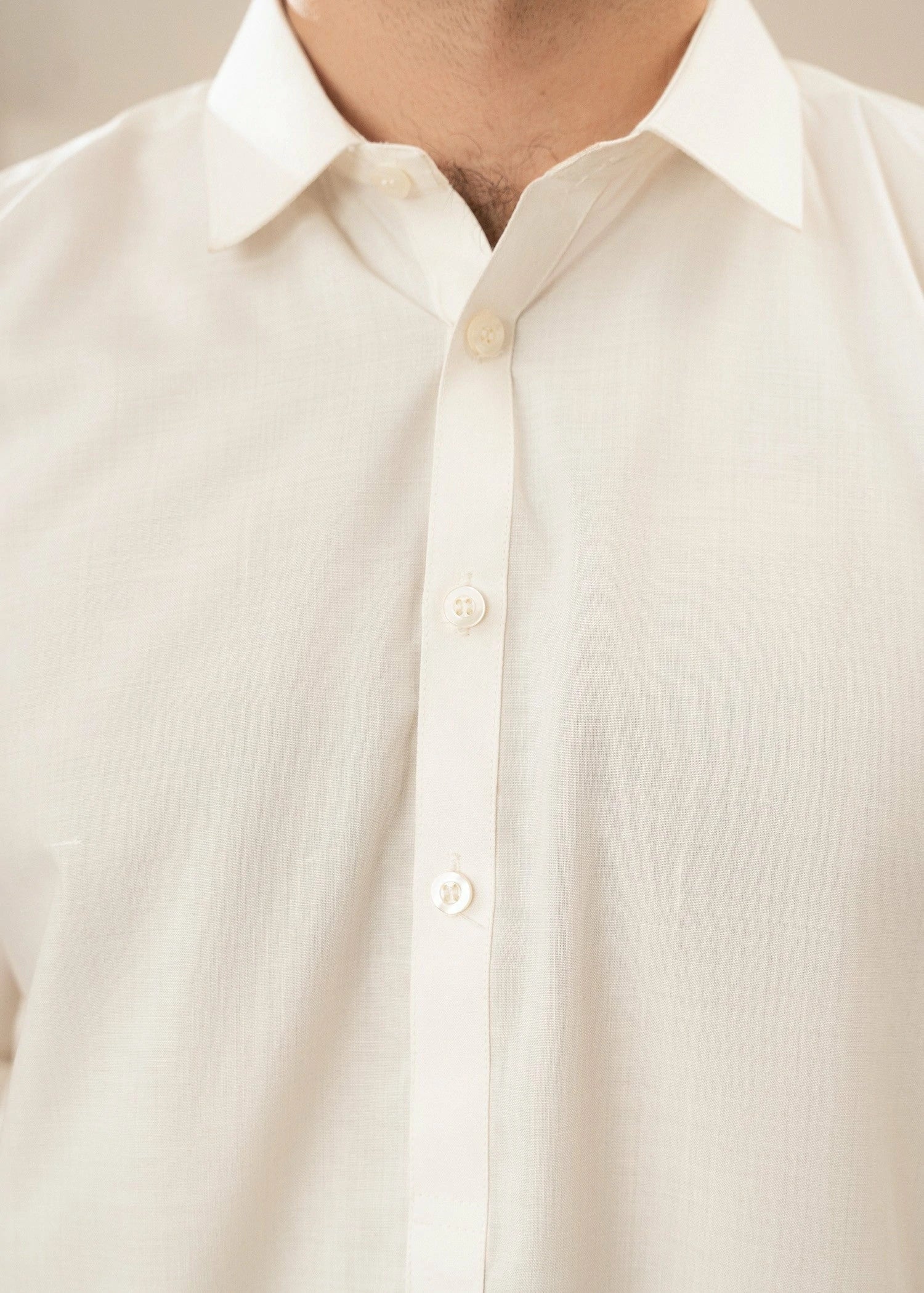 Picture of Wash & Wear | Off-White Collared Shalwar Kameez - Available at Raja Sahib