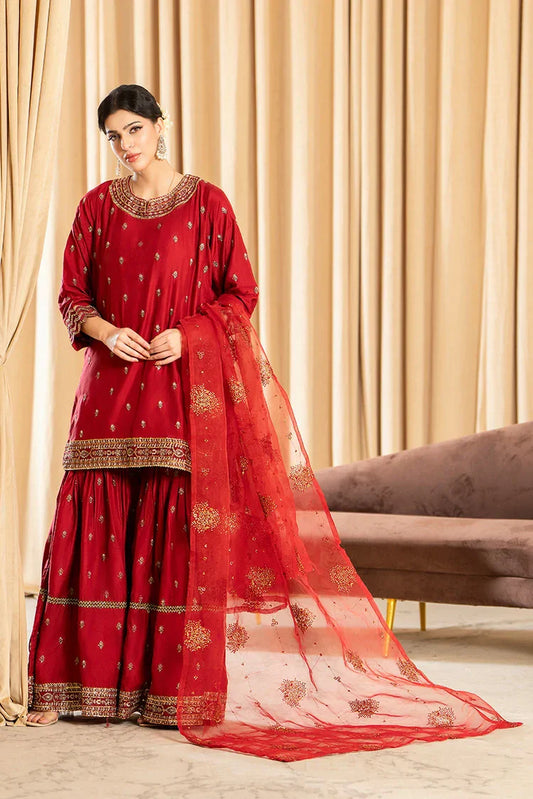 Picture of 3-PC Stitched Embroidered Suit - Available at Raja Sahib