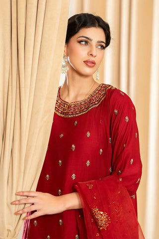 3-PC Stitched Embroidered Suit