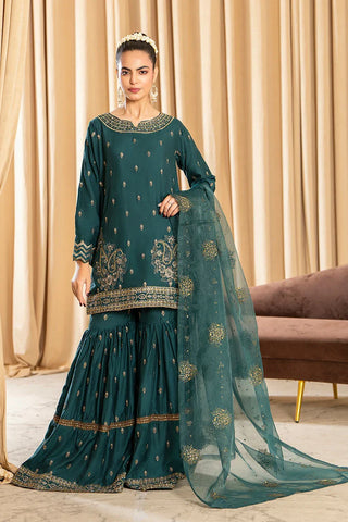 3-PC Stitched Embroidered Suit