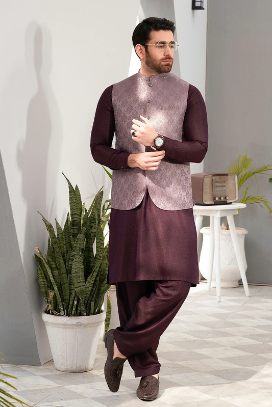 Picture of Platinum Purple | Waist Coat Ceremonial - Available at Raja Sahib