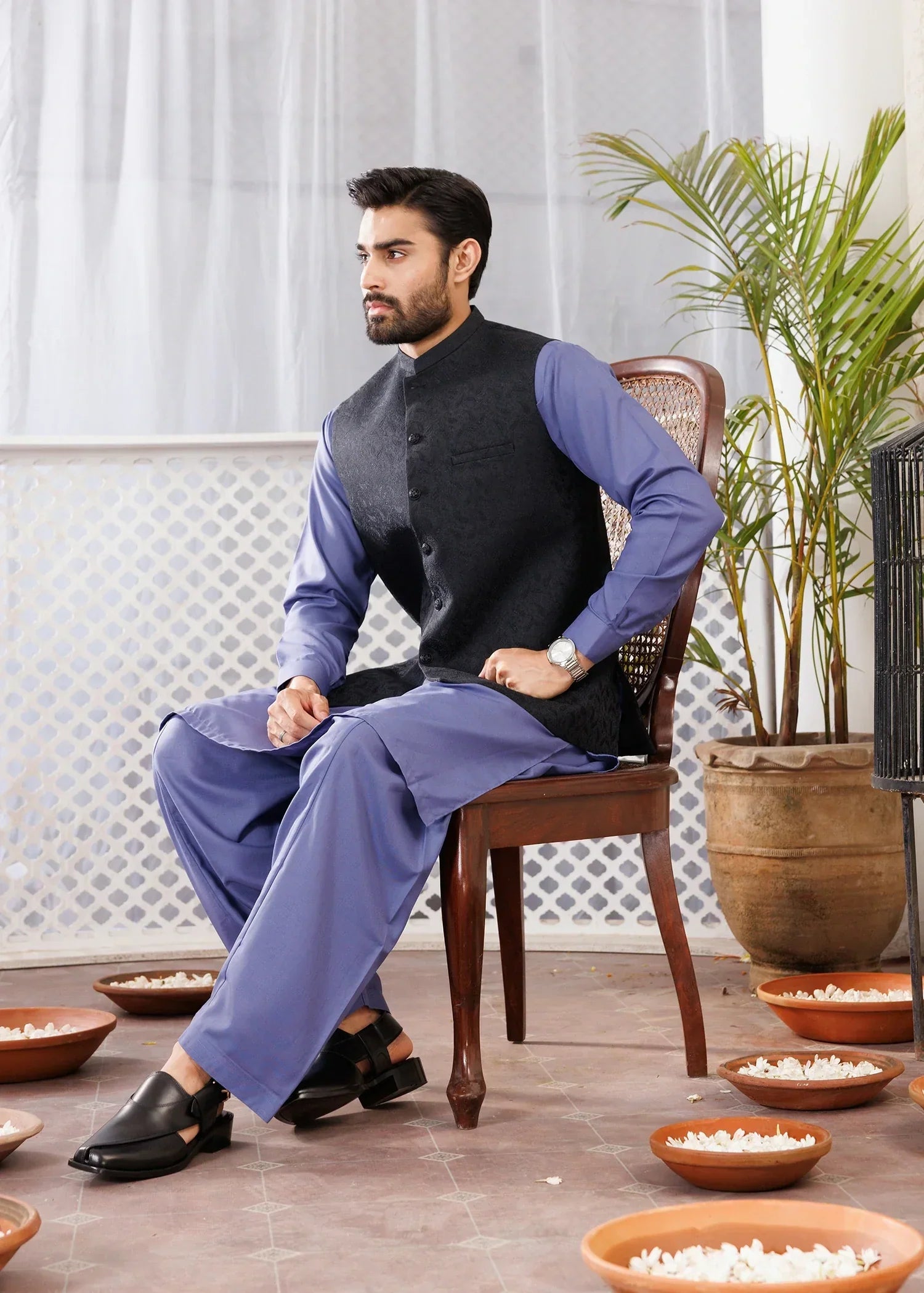 Picture of <!--apd-->Platinum Signature Black | Waist Coat Ceremonial - Available at Raja Sahib