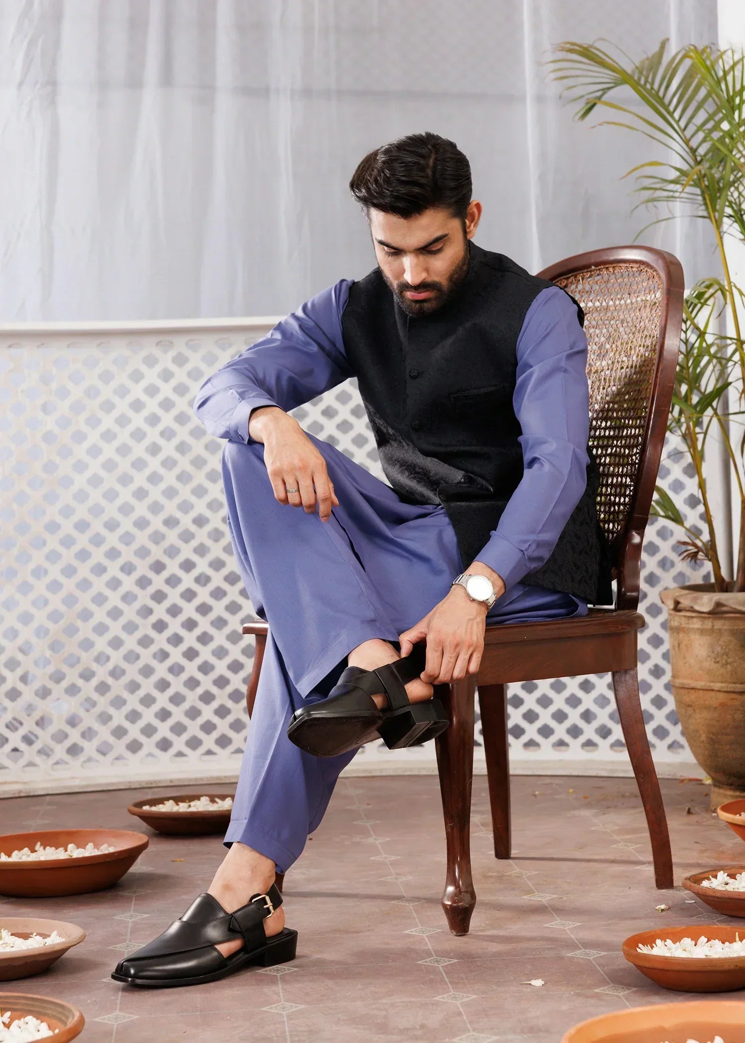 Picture of <!--apd-->Platinum Signature Black | Waist Coat Ceremonial - Available at Raja Sahib