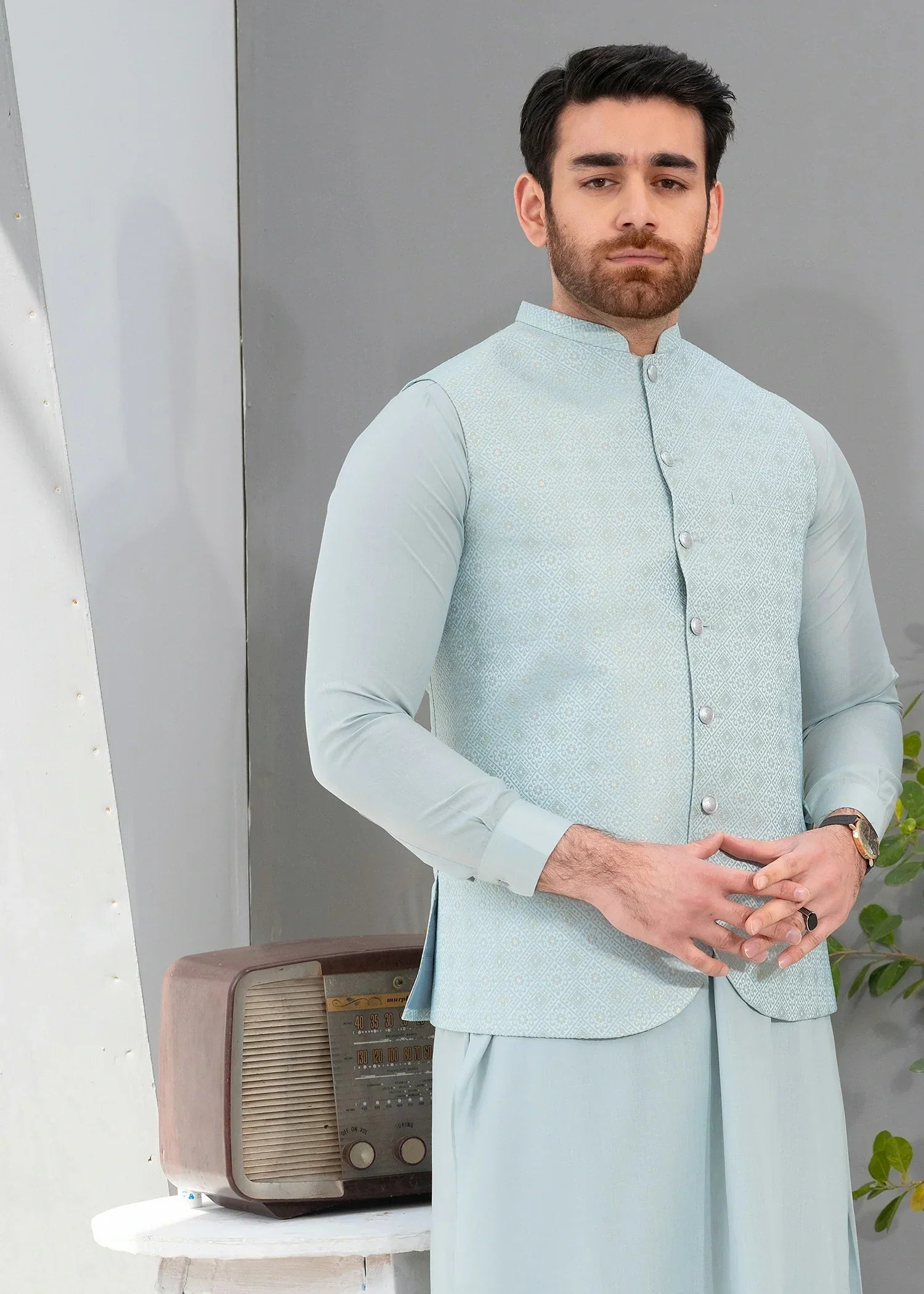 Picture of Platinum Turkish | Waist Coat Ceremonial - Available at Raja Sahib