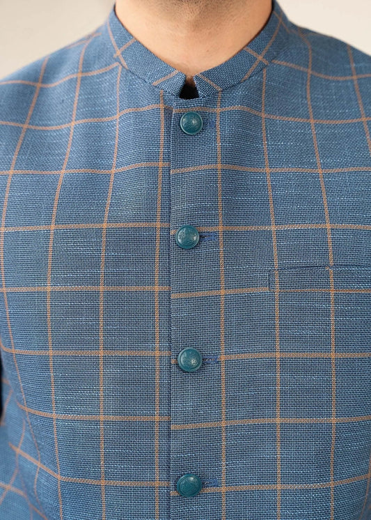 Picture of Platinum Blue | Waist Coat Ceremonial - Available at Raja Sahib