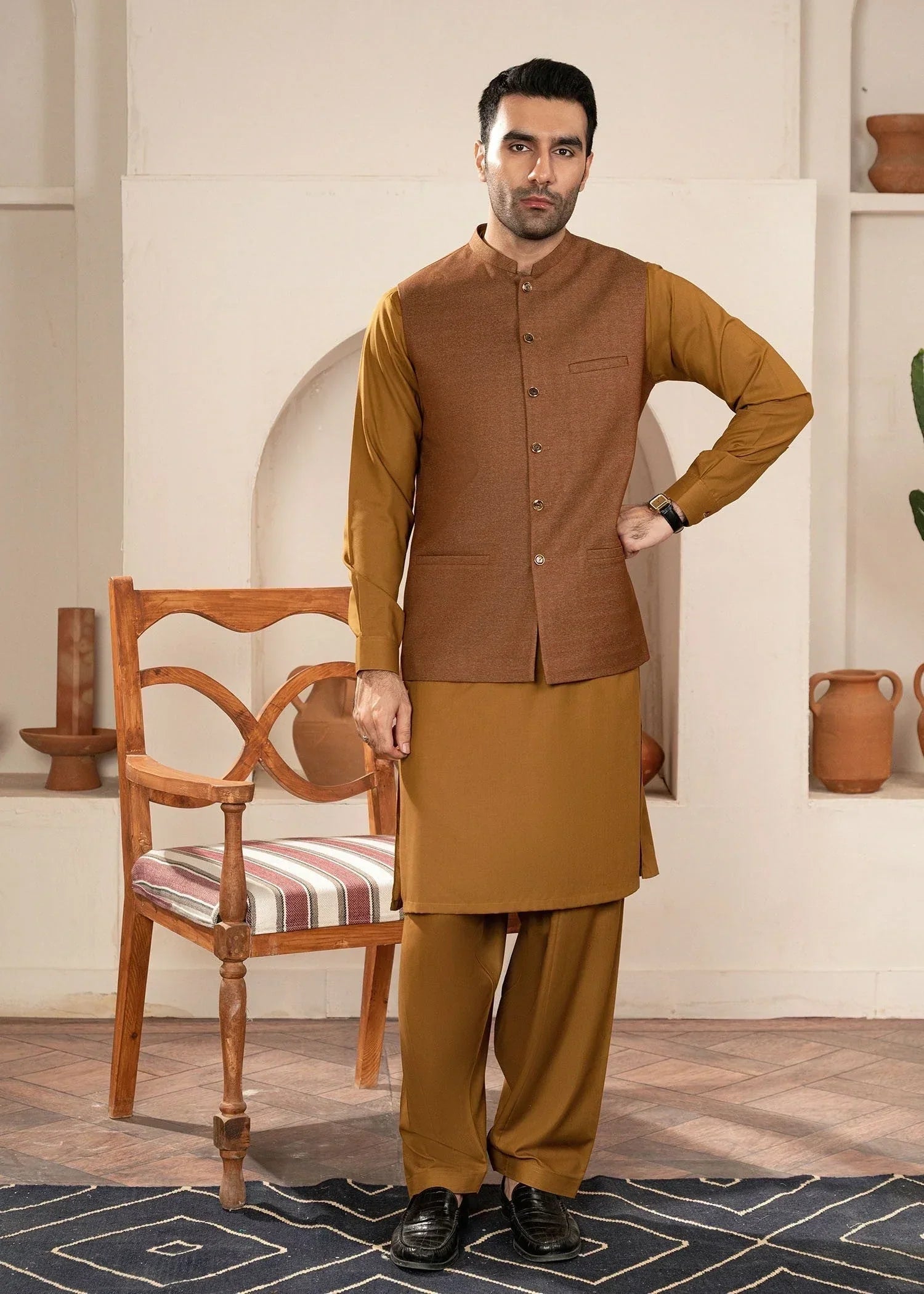 Picture of Platinum Blue | Waist Coat Ceremonial - Available at Raja Sahib