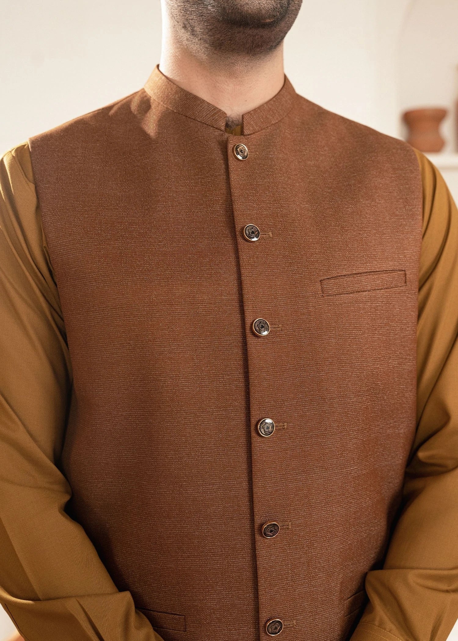 Picture of Platinum Blue | Waist Coat Ceremonial - Available at Raja Sahib
