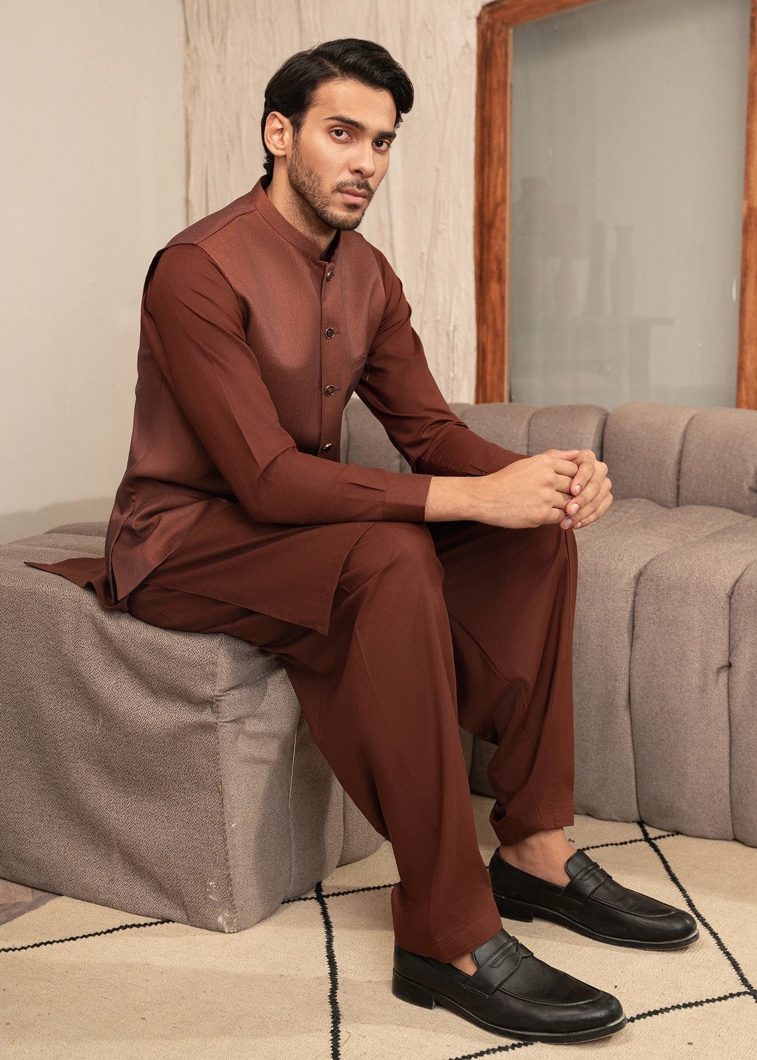 Picture of Platinum Brown | Waist Coat Ceremonial - Available at Raja Sahib