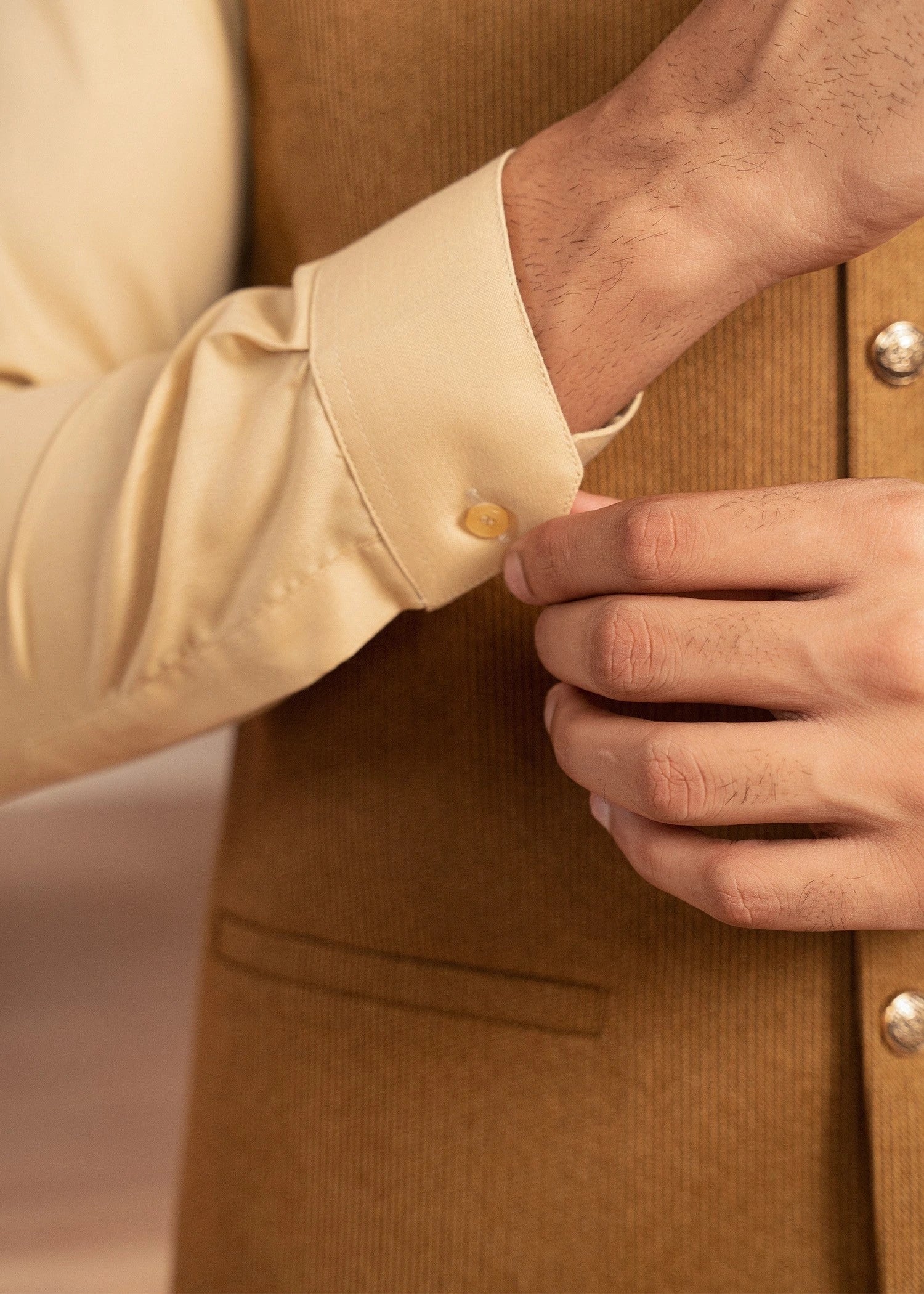 Picture of Platinum Mustard | Waist Coat Ceremonial - Available at Raja Sahib