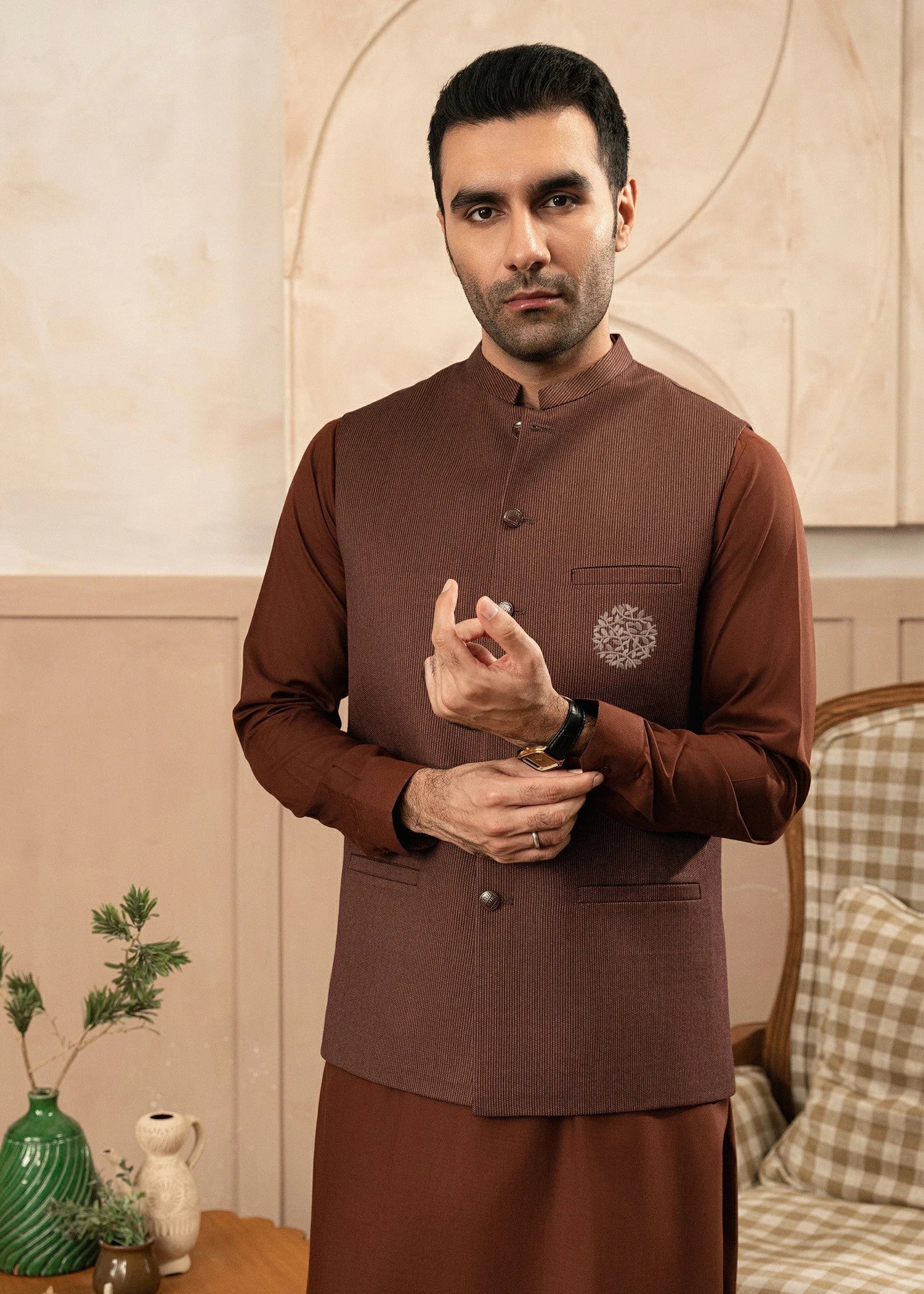 Picture of Platinum Purple | Waist Coat Ceremonial - Available at Raja Sahib