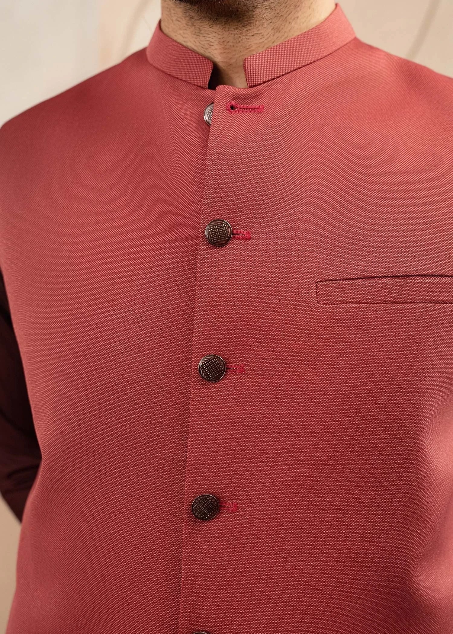Picture of Platinum Maroon | Waist Coat Ceremonial - Available at Raja Sahib