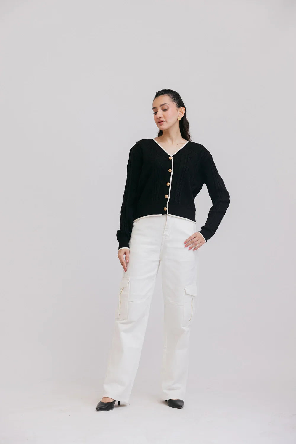 Shop Full Sleeves V-Neck Cardigan Sweater Online Now